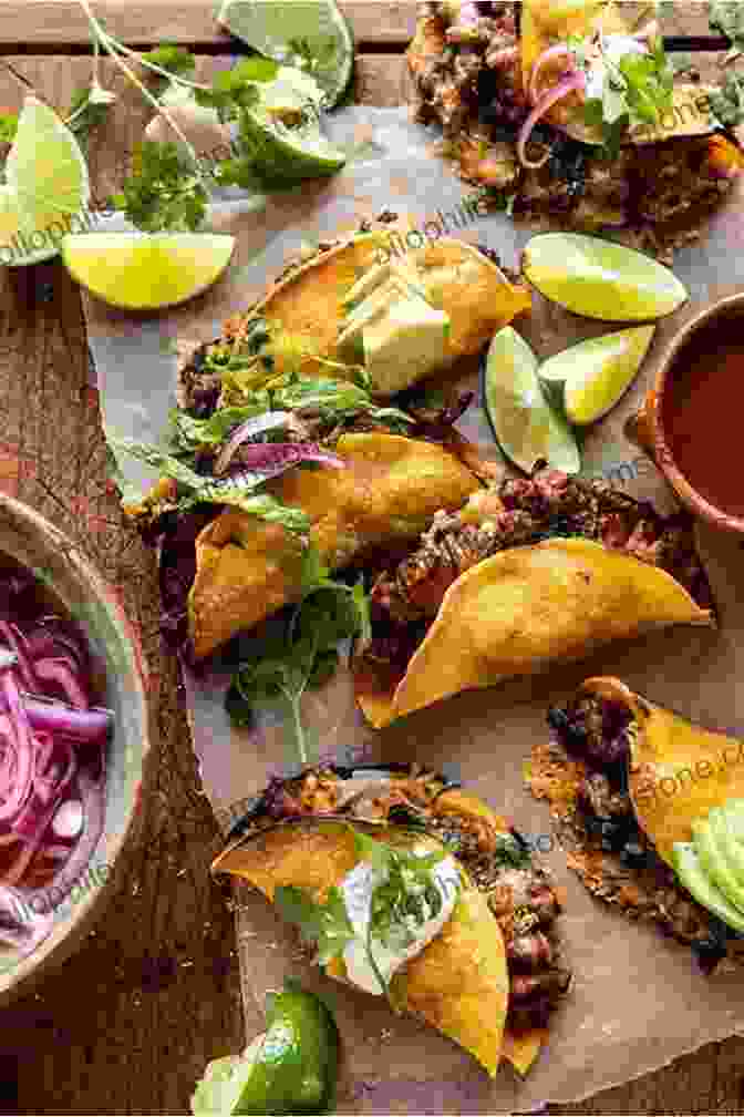 Crispy Chicken Tacos Garnished With Cilantro, Salsa, And Lime Wedges TOP MEXICAN FOOD RECIPES: Quick Easy Mexican Food Recipes